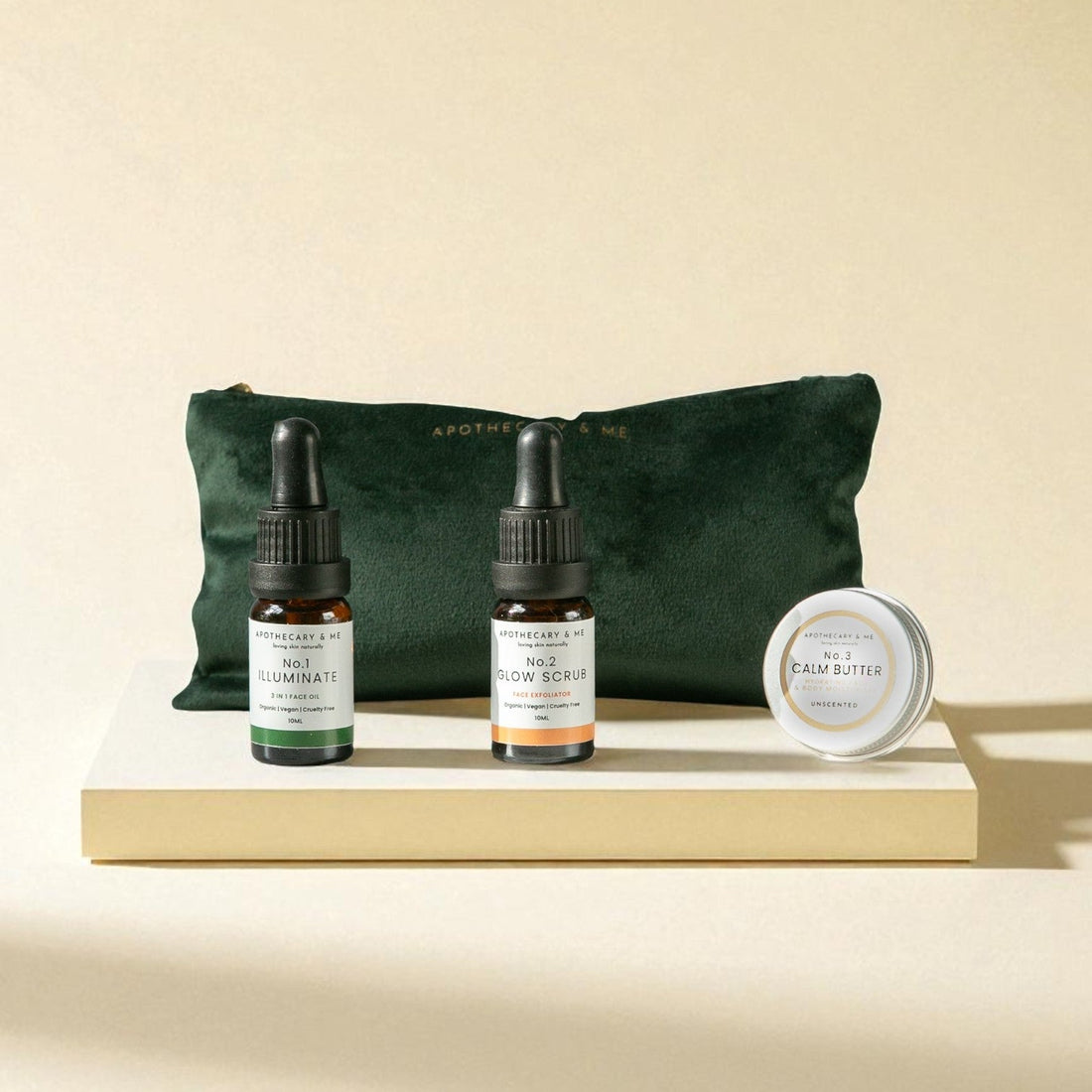 Mini Ritual Edit Skincare set | Apothecary and me on a beige table top