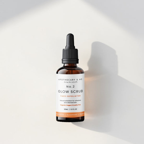 Bottle of No. 2 Glow Scrub on a white background